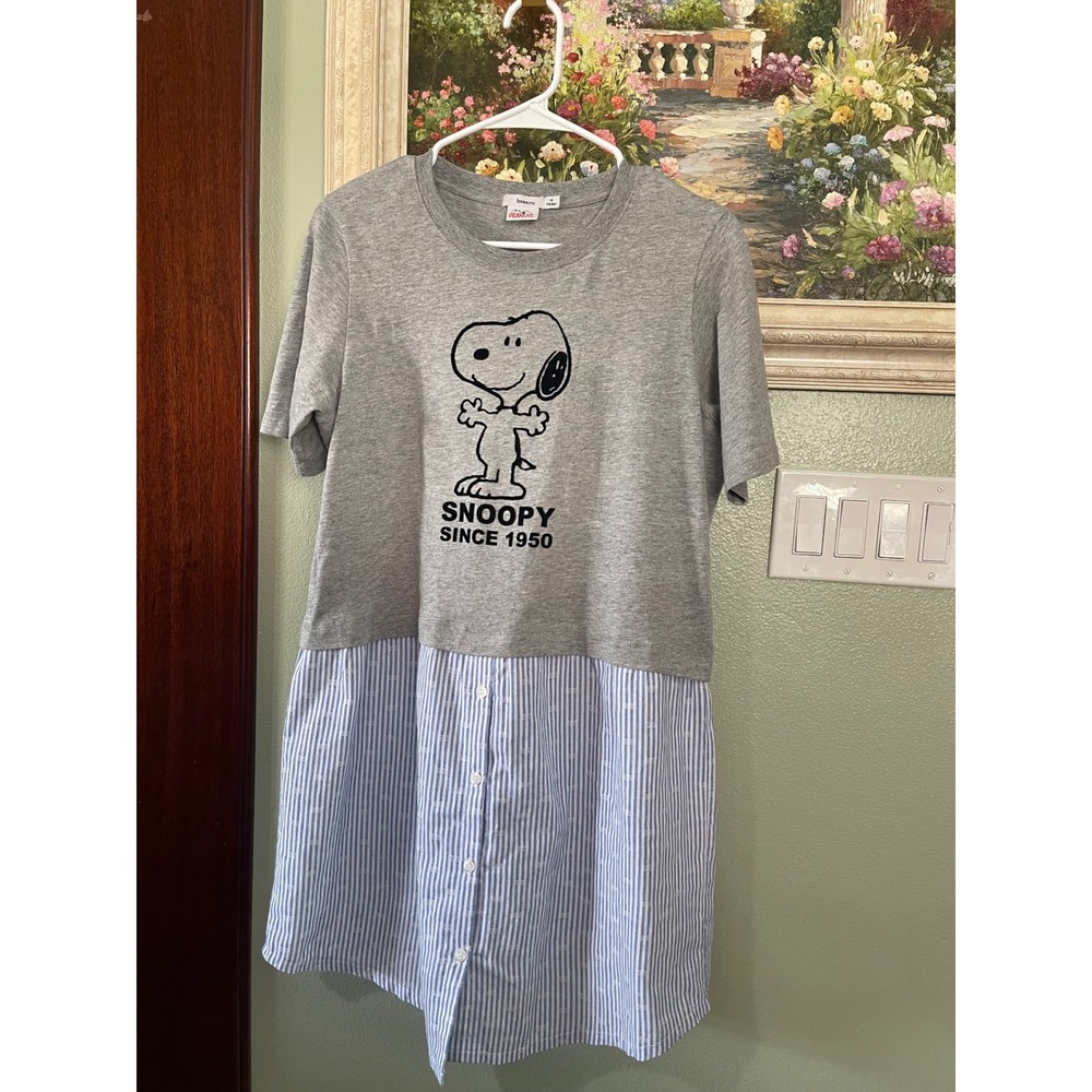 Bossini Women's Peanuts Snoopy half and half Shirt Top Size M Since 1950 Used